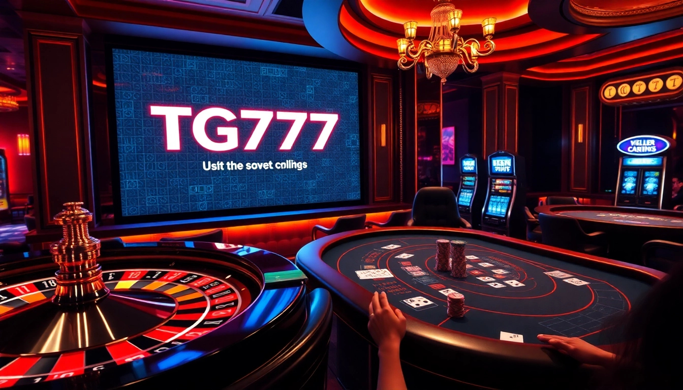 Experience the thrill of gaming at TG777, featuring vibrant casino tables and high-stakes excitement.