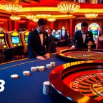 Experience high-stakes excitement with VJ88's luxurious casino atmosphere featuring poker and roulette.