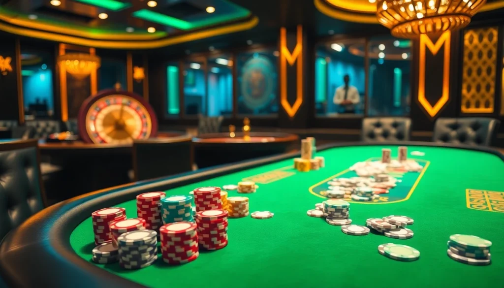 Experience thrills at DH88 as players engage in high-stakes poker with colorful chips and cards.