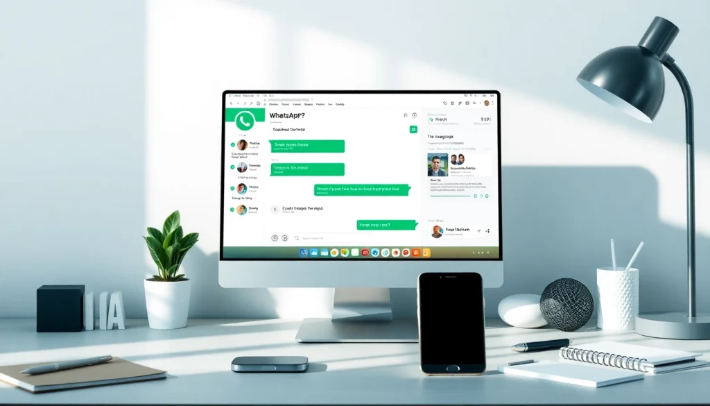 显示消息功能的 WhatsApp Web 界面，推广快连官网，提升用户体验。
