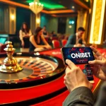Experience the thrill of ONBET with vibrant casino gameplay, glimmering chips, and intense betting action.