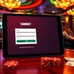 Experience sbobet login excitement at a luxury casino with vibrant gambling elements.
