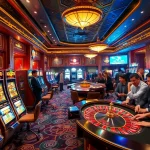 Players enjoying thrilling games at 222bd casino with vibrant slot machines and roulette wheels.