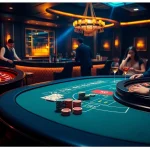 Tải app xin88 at a luxurious casino table with poker chips and cards ready for an exciting game.