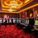 Players engaging with SLOTS8 slot machines in an elegant casino atmosphere full of excitement.