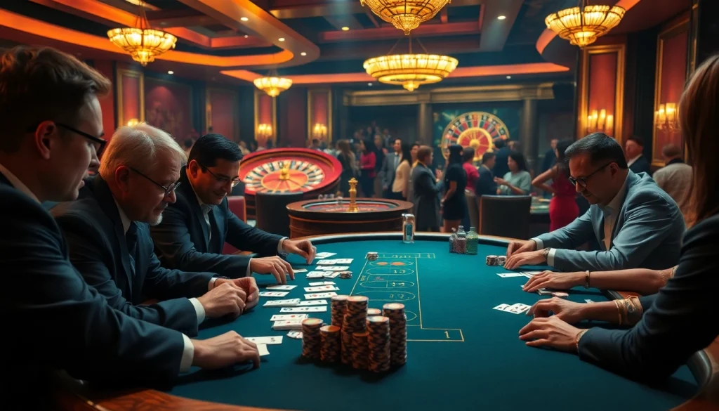 Experience high-stakes gambling action with link vào bet88 at a glamorous casino table.