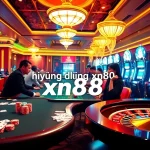 Engage with hướng dẫn xn88 as players experience excitement at a vibrant casino table with cards and chips.