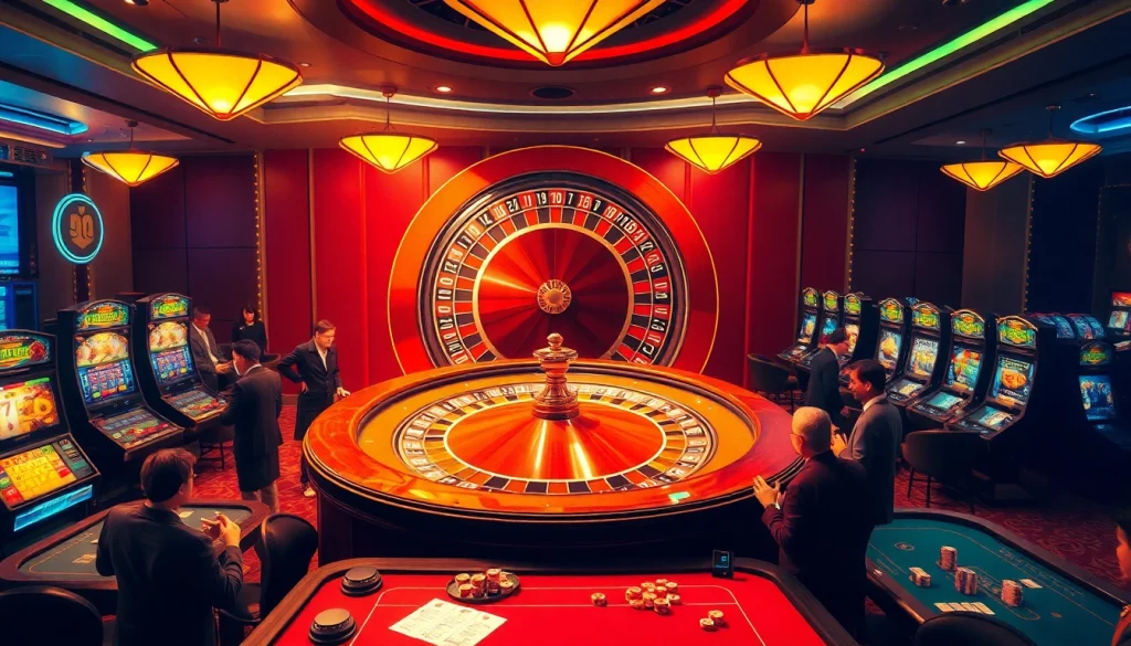 Experience the excitement of casino gaming at hm88.com with vibrant roulette and exciting players.