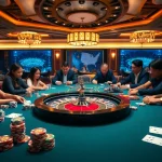 Players enjoying a thrilling game at LV88, surrounded by luxury casino elements.