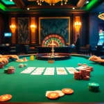 Players engaging at a casino table with chips and cards, representing betting at https://ok8386.sh/.