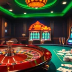 Engage in high-stakes gambling at king33 with vibrant casino tables and chips.
