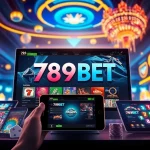 789BET immersive online gambling experience with vibrant casino interface and digital devices.