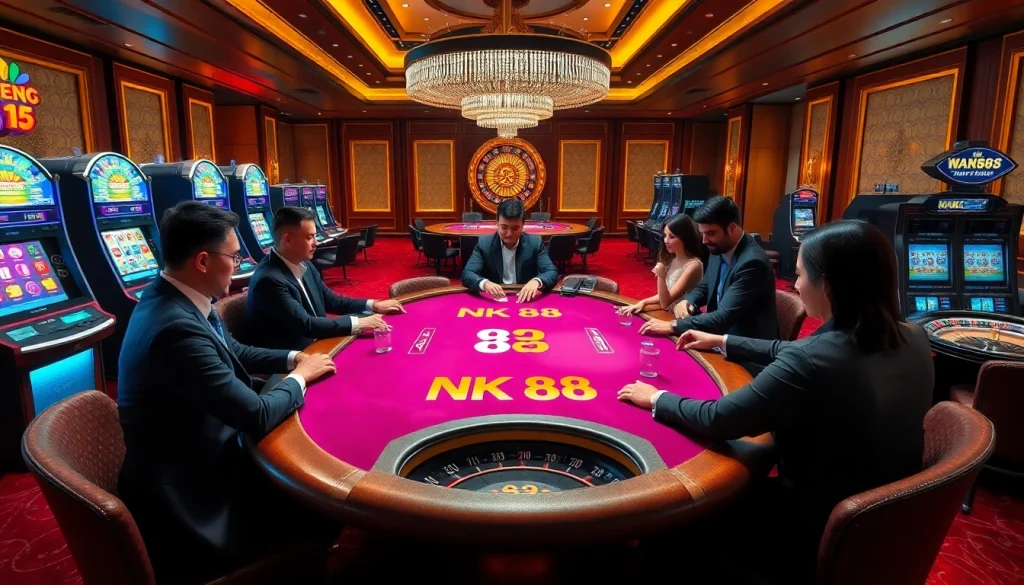 Engaging in high-stakes play at the NK 88 poker table in a luxurious casino.