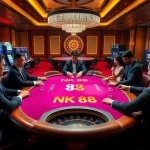 Engaging in high-stakes play at the NK 88 poker table in a luxurious casino.