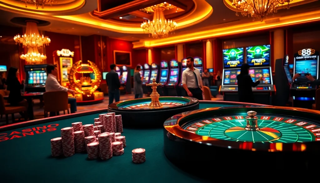 Experience thrilling gameplay at 88i nhà cái with vibrant casino scenes and engaging gambling interfaces.