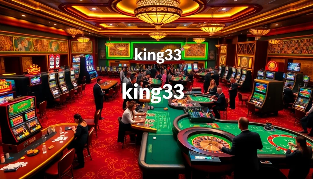 Experience the excitement of king33 at a luxurious casino with players engaged in thrilling games.