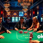 Engage in high-stakes poker action at an upscale casino while streaming on okwin tv.