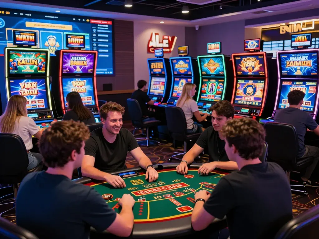 Alev Casino online gaming atmosphere featuring engaged players, live tables, and exciting slot games.