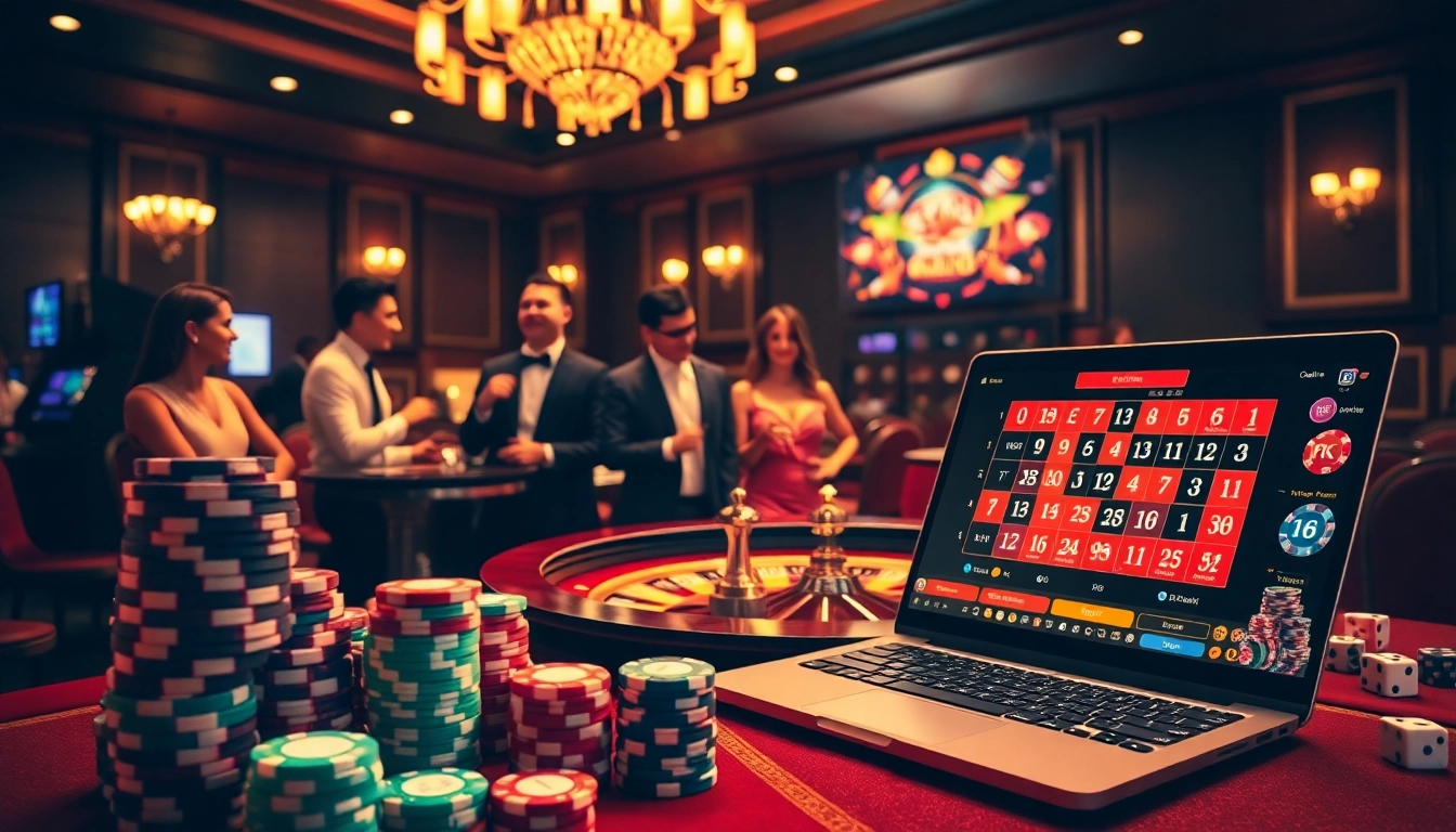 Betting excitement at https://f8bet.me.uk/ with luxurious casino elements, including poker chips and roulette.