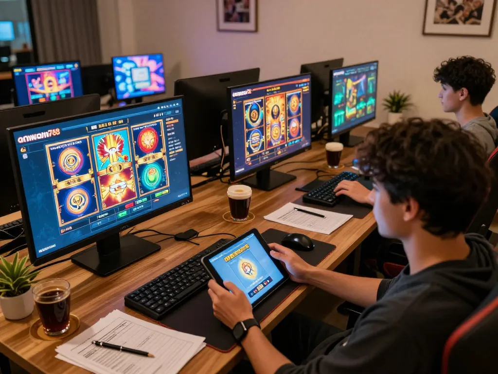 A player enjoying aman788 slot online on a tablet, showcasing vibrant graphics and engaging slot gameplay.