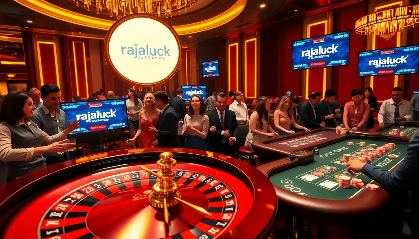 Experience the thrill of rajaluck at a bustling casino with exciting games and enthusiastic players.
