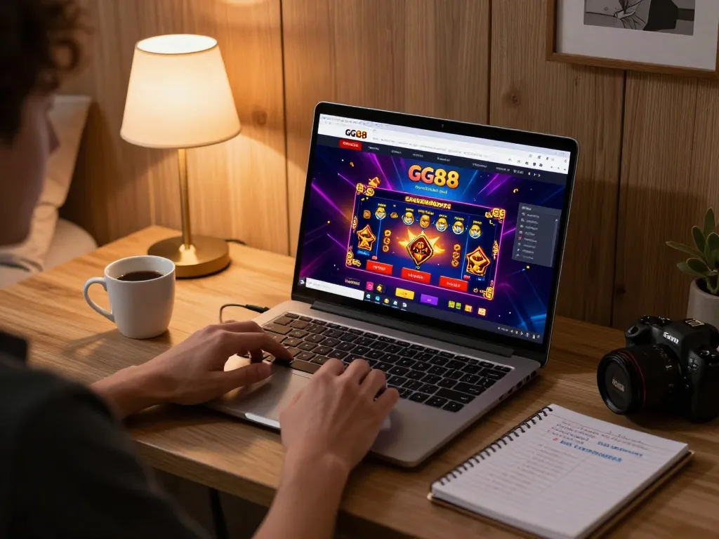 Player analyzing strategies while engaging with GG88 online casino games at home