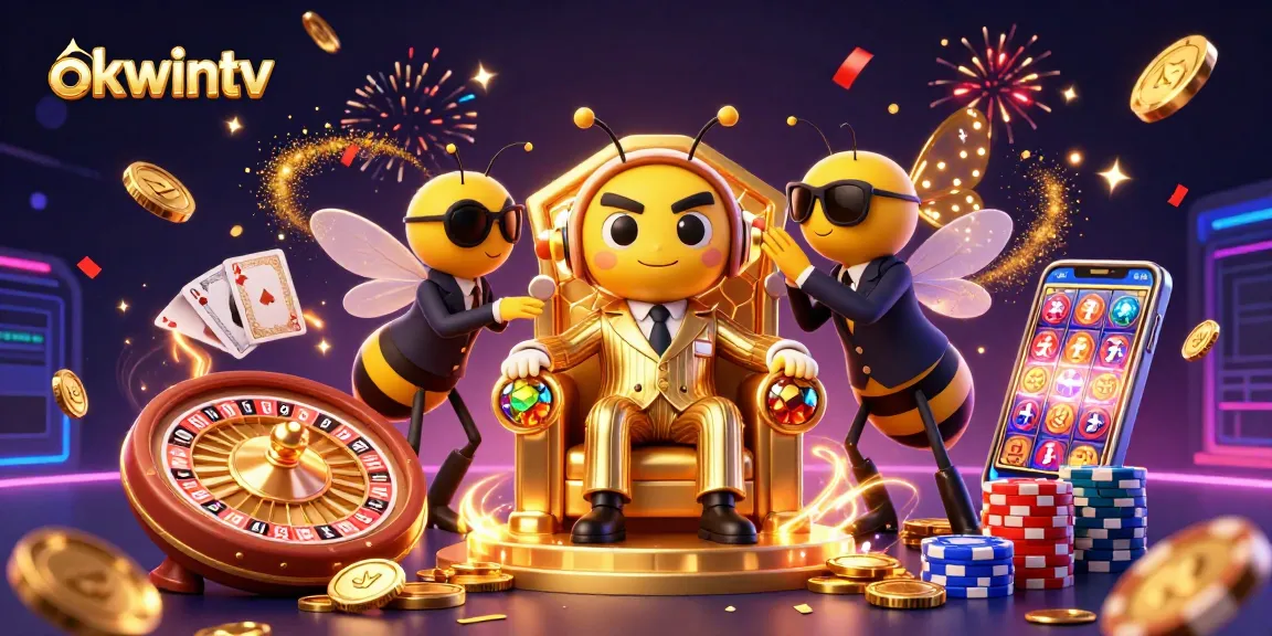 Experience thrilling betting moments with Okwintv's vibrant and dynamic casino-themed 3D illustration.