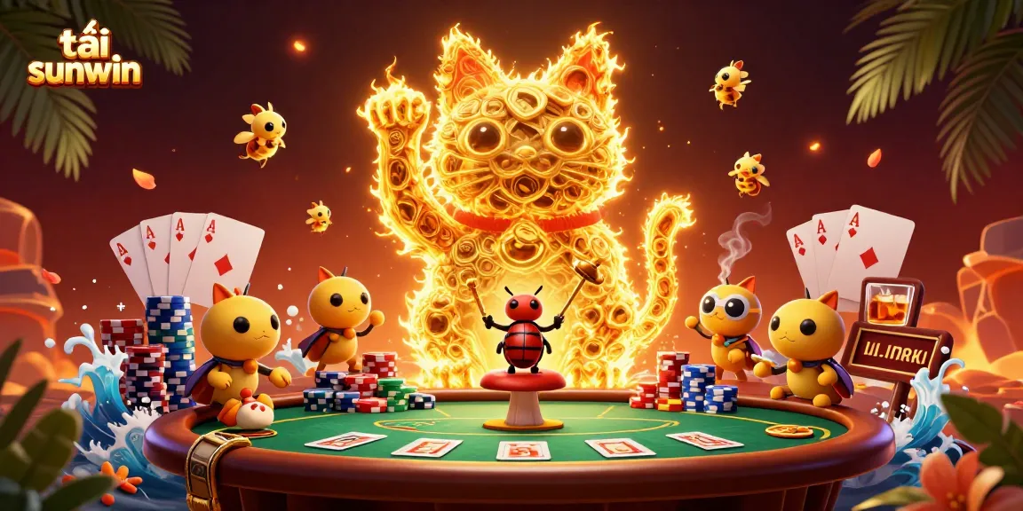 Engage in gameplay with tải sunwin while enjoying golden fireflies and vibrant casino symbols.