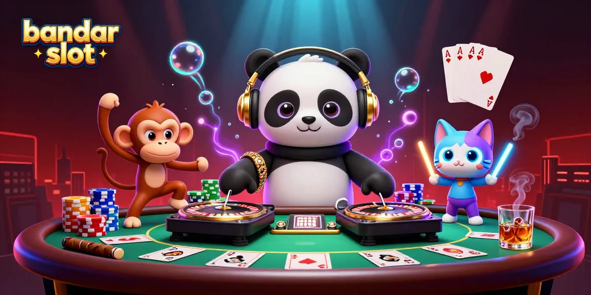 Memainkan bandar slot dengan suasana kasino yang meriah dan penuh warna.