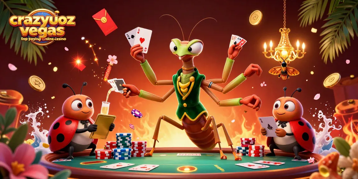 Engaging scene of the crazyvegas top paying online casino featuring vibrant casino characters and elements.